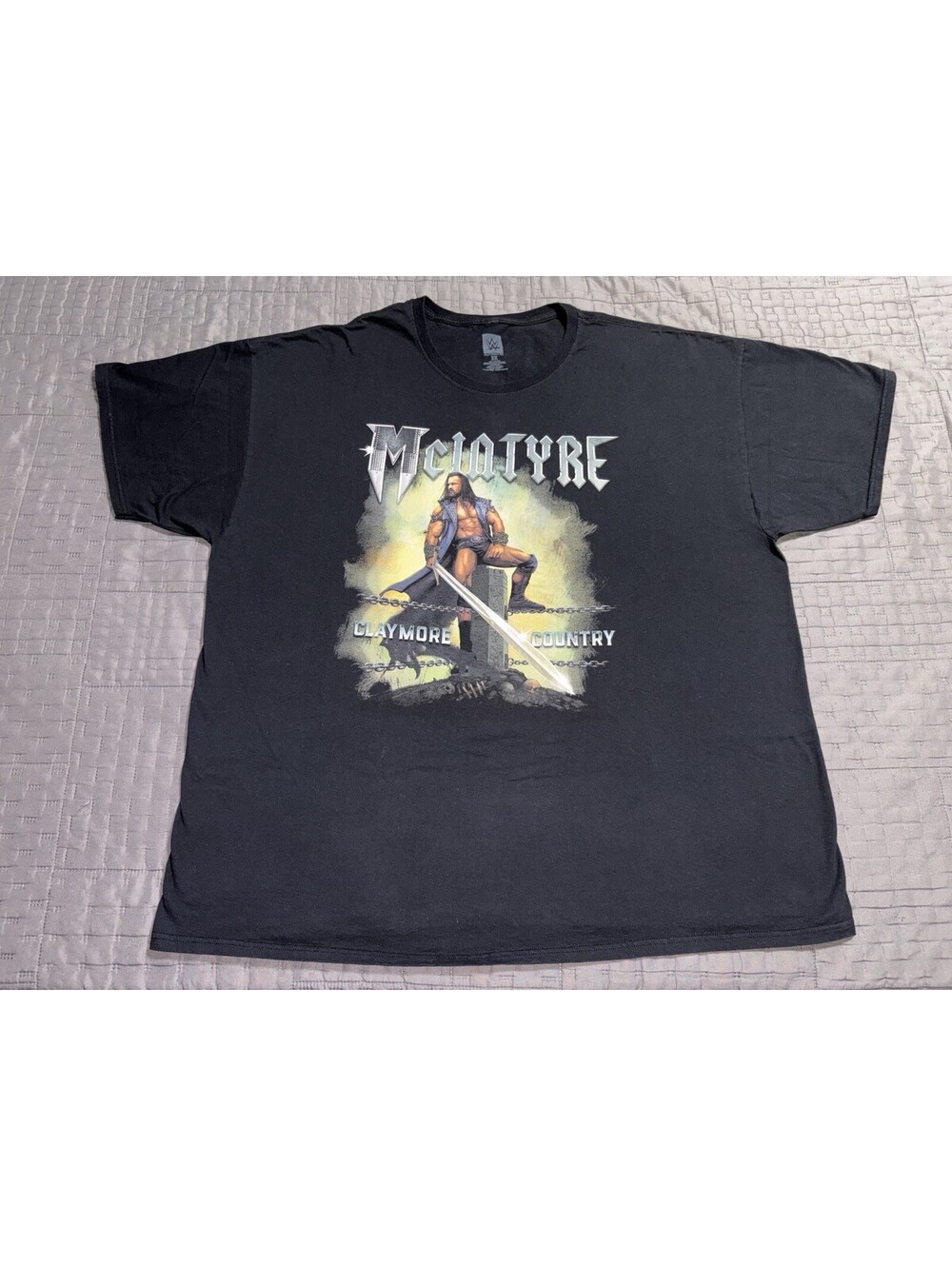 WWE Authentic Drew McIntyre Claymore Country Used Black 3XL Tee T-Shirt